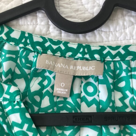 Banana Republic Green & White Print A-Line Dress Size 0 - Picture 4 of 13
